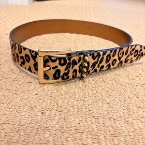 Michael Kors Gold Buckle Leopard Calf Hair Belt – Size S